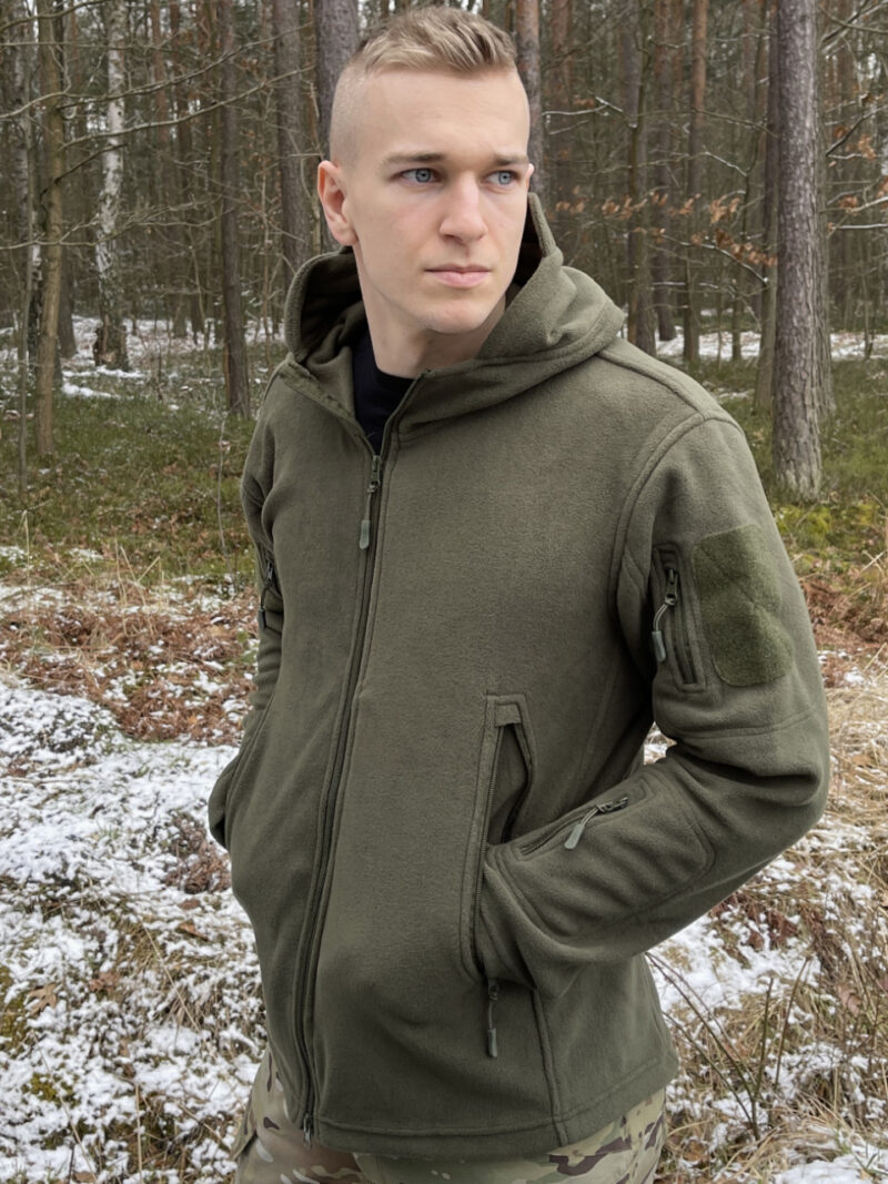 Polar Wojskowy Olive Bluza polarowa z kapturem 300g