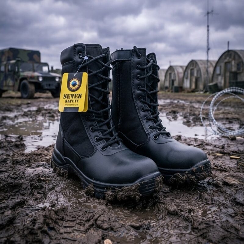 Buty Wojskowe Skórzane Taktyczne Wysokie z Suwakiem Policja Ochrona - obrazek 2